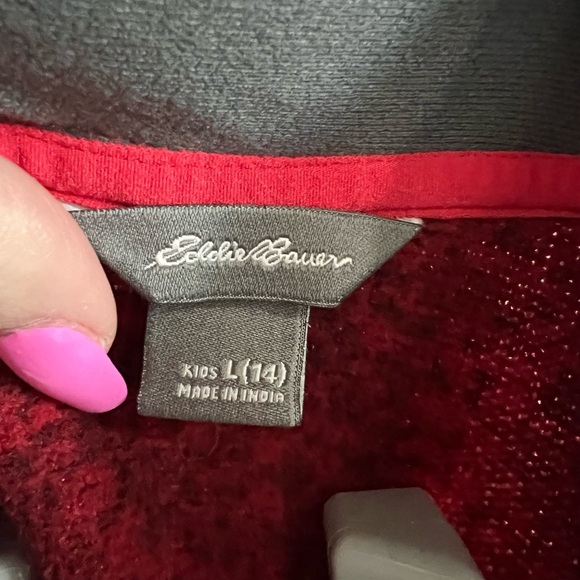 Eddie Bauer Boy’s Red and Gray Pullover Sweater - Picture 2 of 5